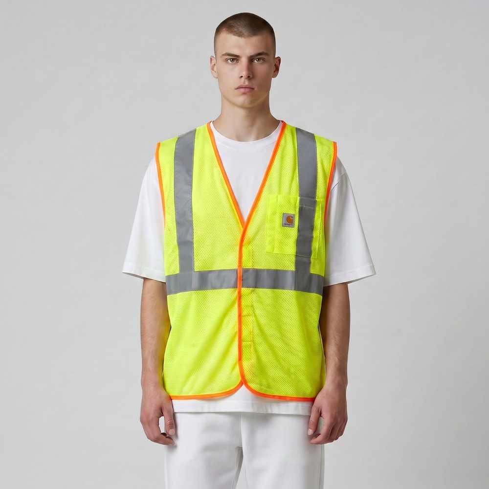 Carhartt Mens High Visibility Safety Vest Class 2 Size 2XL Brite Lime Reflective